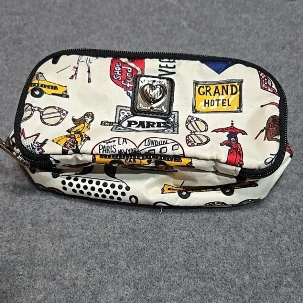 Brighton Jetsetter Travel Cosmetic Bag Makeup Pouch Paris London Print Luxury